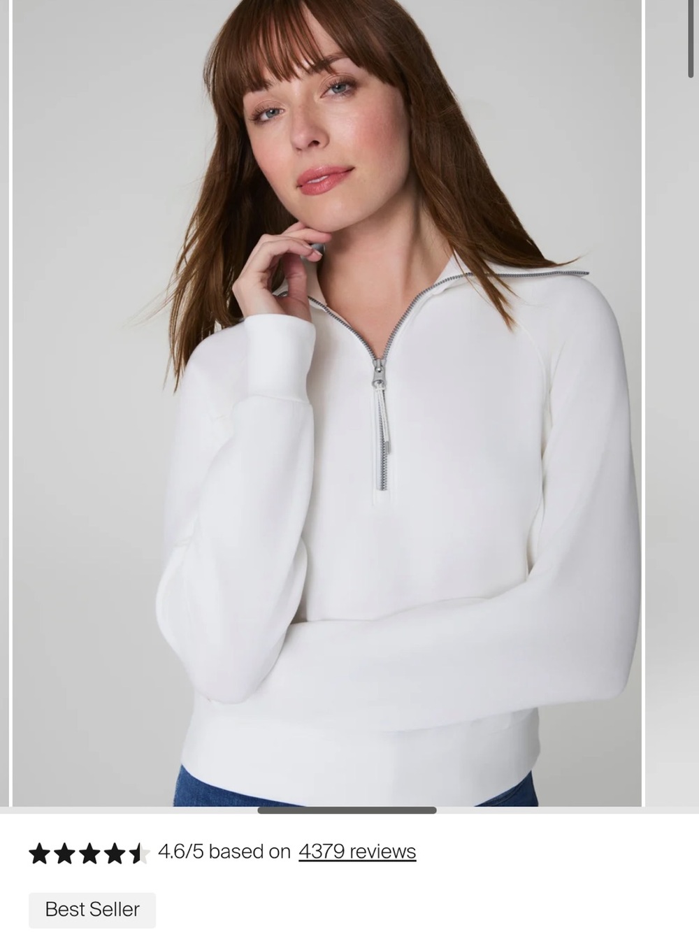 SPANX White/Powder Half-Zip Essential